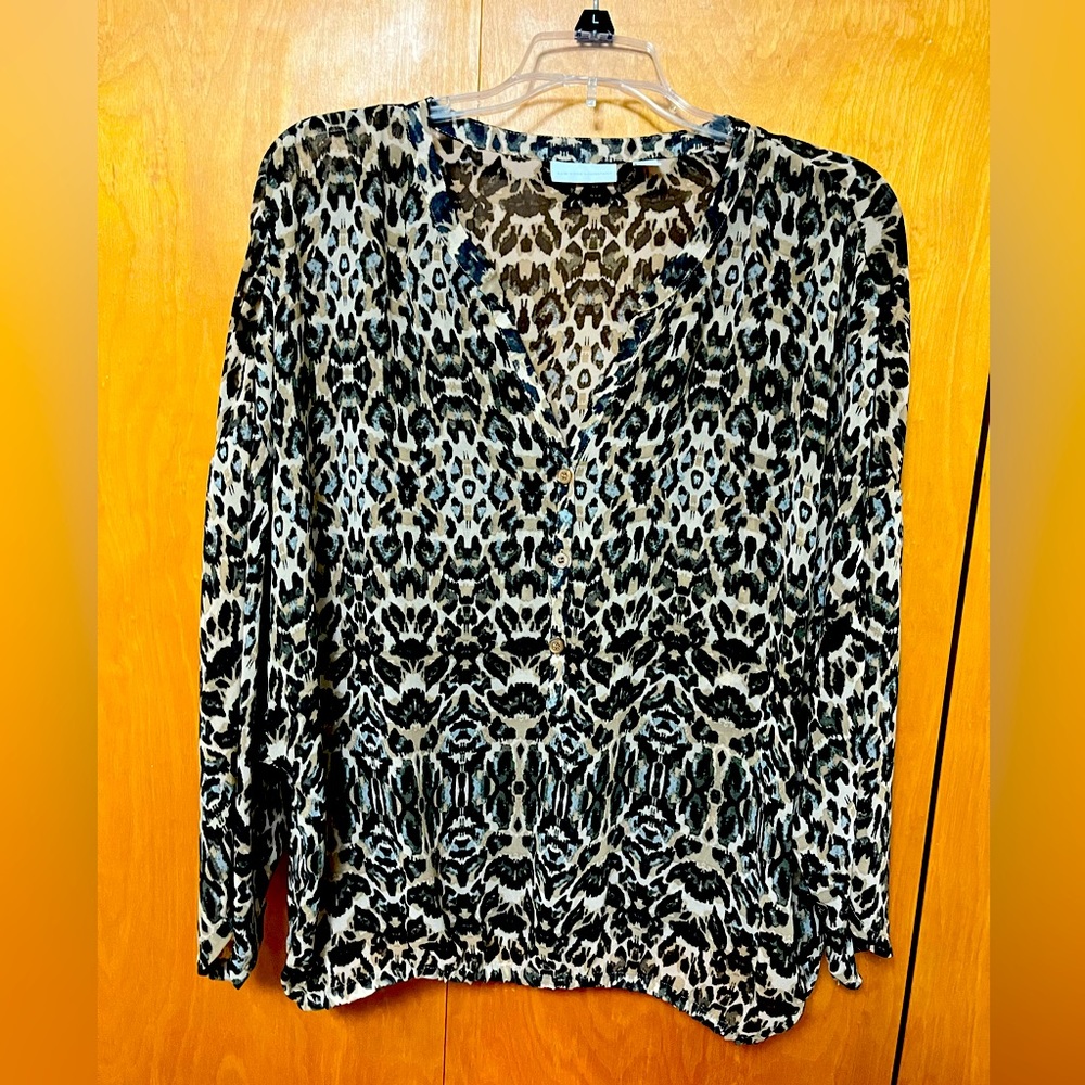 Sheer Leopard Print Blouse, NewYork & Co. SZ L